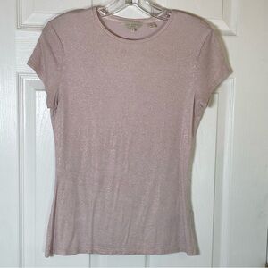 Ted Baker London Women’s Fitted T-Shirt Size 2 Pastel Pink Iridescent Stretch